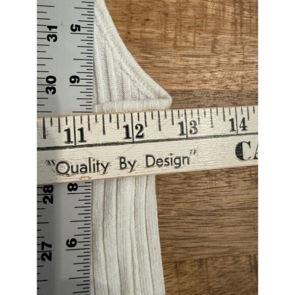 Old Navy Ivory White Ribbed Knit Tank Top Small Spaghetti Straps Stretchy V Neck - Picture 4 of 7